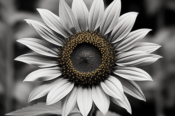 Flawless – Black & White Sunflower Art Print by Savage Art Prints