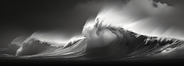 Silver Breaker – Black & White Ocean Wave Print by Savage Art Prints