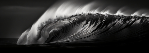 Tempest Curve – Black & White Ocean Wave Print by Savage Art Prints