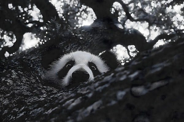 Peek-A-Boo – Panda Portrait Print Print