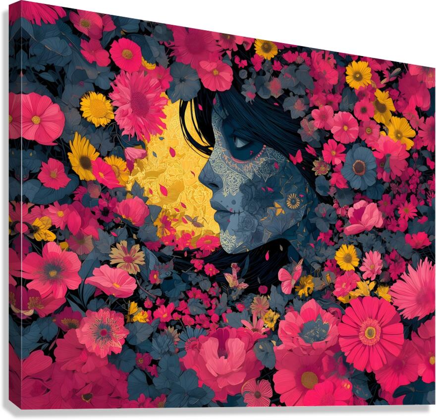 Jardin De Los Recuerdos - Garden Of Memories - Dia de los Muertos Floral Art Prints Canvas Print