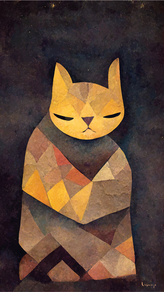 Cat in front of a Bonfire Print