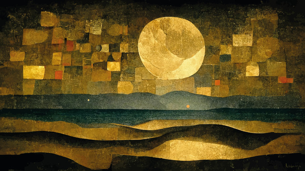 Full Moon over Abu Dhabi Mangroves - I Print