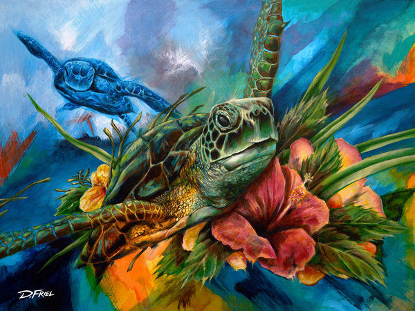 Sea Garden Turtles by D Friel 