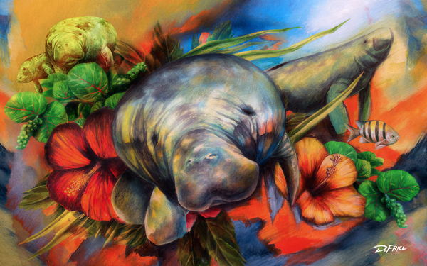 Sea Garden Manatee by D Friel 