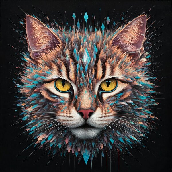 Cat With Crystals Print