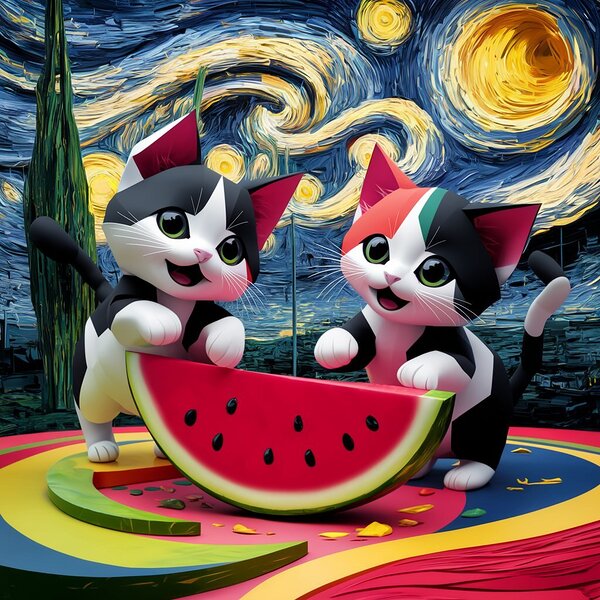 Watermelon Cats Print