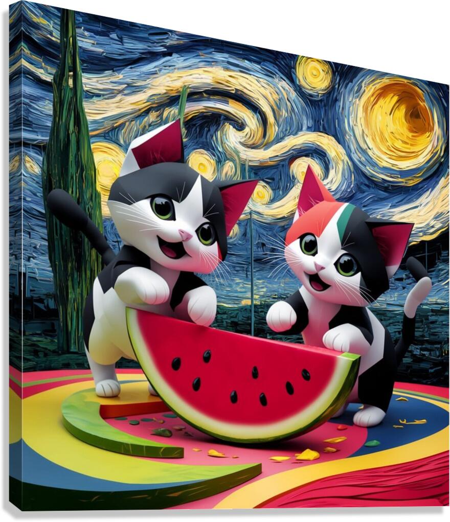 Watermelon Cats Canvas Print