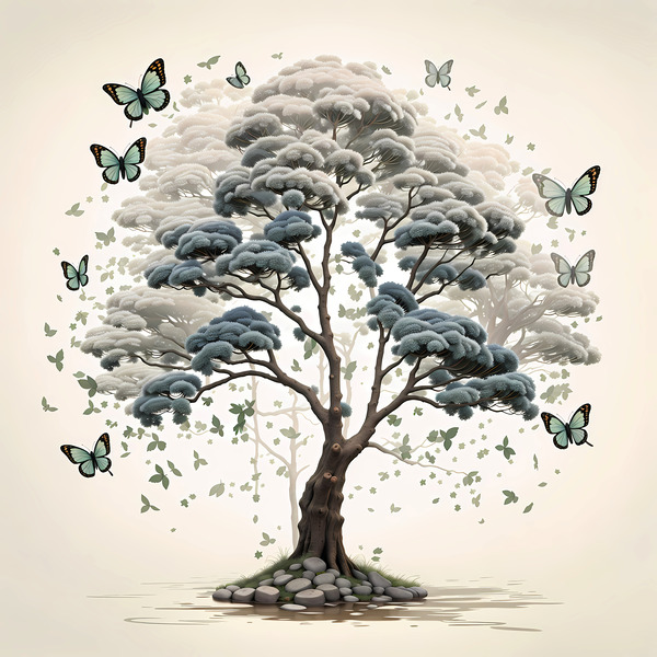 Double Exposition : Arbres et Papillons by Melissa Lefebvre