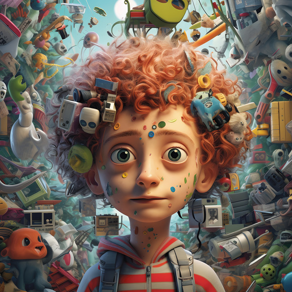 Exploration de limaginaire : Le visage captivant dun enfant roux frise en gros plan by Melissa Lefebvre
