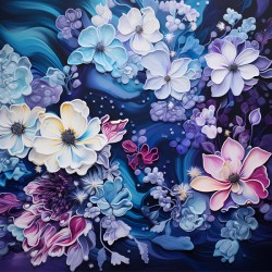 Midjourney Simulation : Une explosion florale sur fond fonce