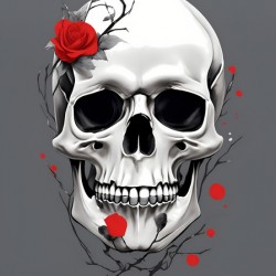Life in Death: Skull and Red Flowers