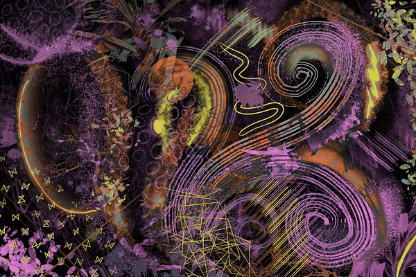 Peacock Abstract Neon Digital Download