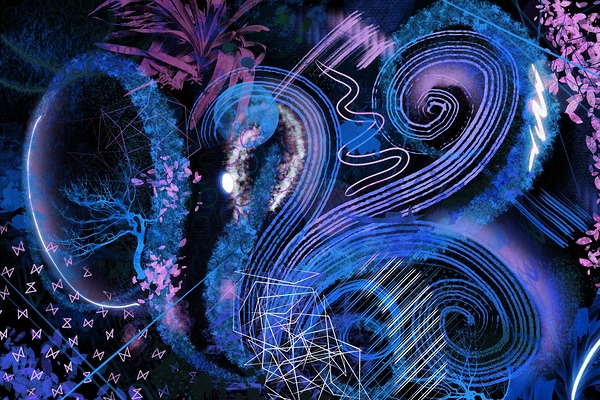 Peacock Abstract Blue Digital Download