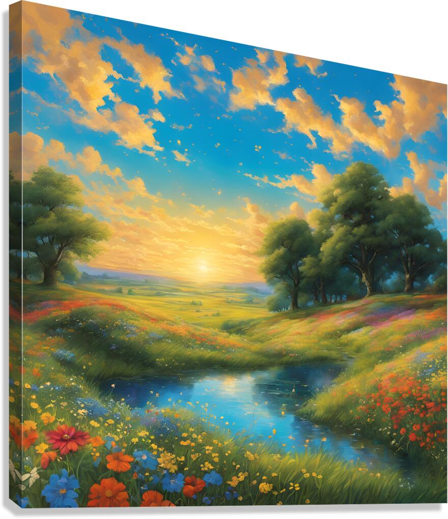 0 The vast expanse of the sky stretches above a f Canvas Print