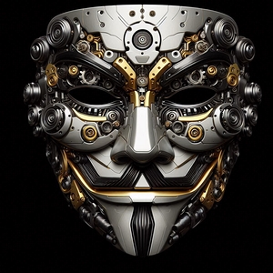 mask of V anonymous reimagined in a steampunk style gold silver 44