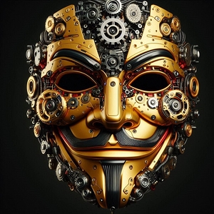 mask of V anonymous reimagined in a steampunk style gold silver 24