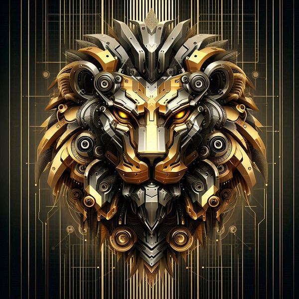cybernetic lion 4 digital works series2-1 by KATHEO