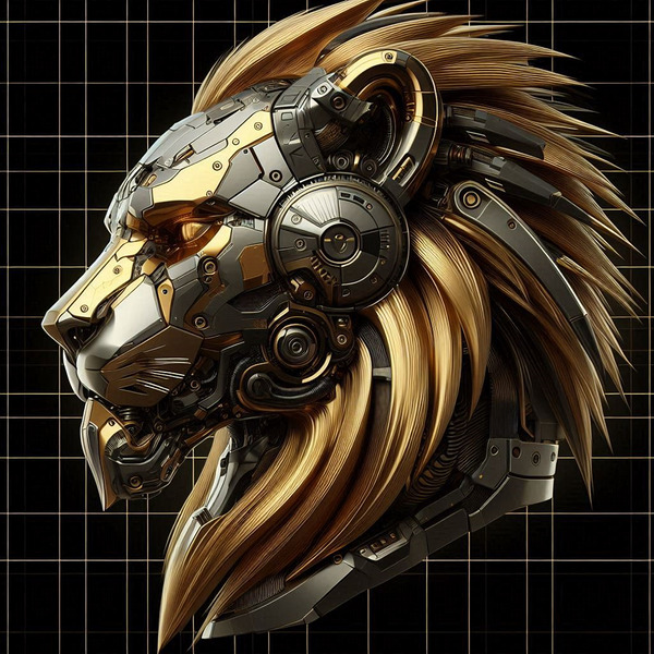 cybernetic lion 4 digital works series2-3 by KATHEO