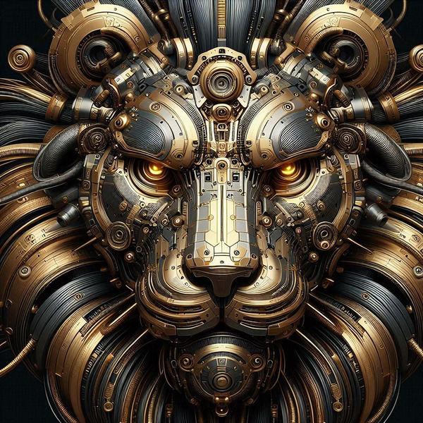 cybernetic lion 4 digital works series2-4 by KATHEO
