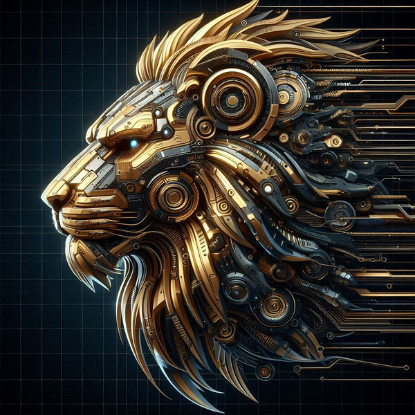 cybernetic lion 4 digital works series1-4 by KATHEO