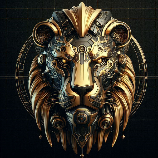 cybernetic lion 4 digital works series1-2 by KATHEO