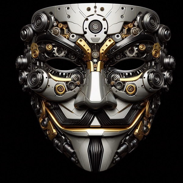 mask of V anonymous reimagined in a steampunk style gold silver 44 by KATHEO