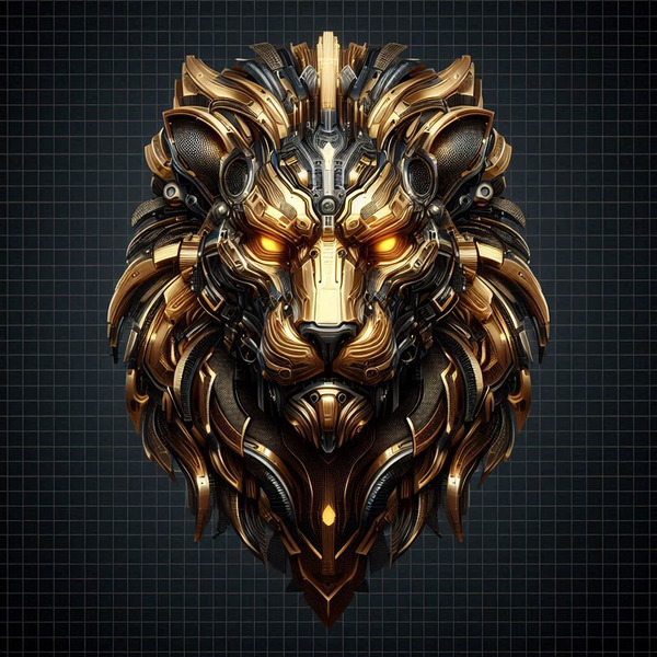 cybernetic lion 4 digital works series2-2 by KATHEO