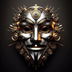 mask of V anonymous reimagined in a steampunk style gold silver 14