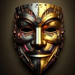 mask of V anonymous reimagined in a steampunk style gold silver 34