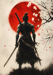 Samurai Spirit – Cherry Blossom Warrior Japanese Wall Art