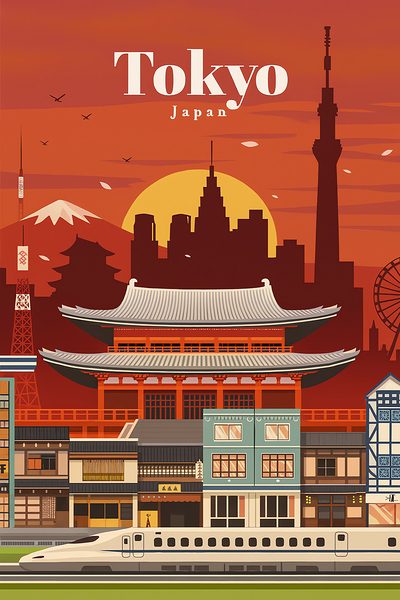 Tokyo Skyline at Sunset by Signora