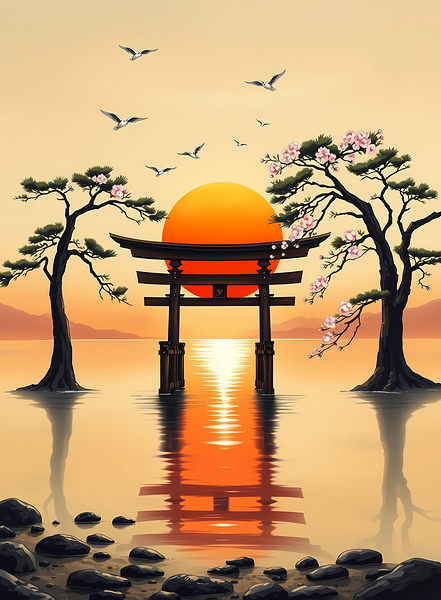 Sunset Serenity at the Torii Gate by Signora