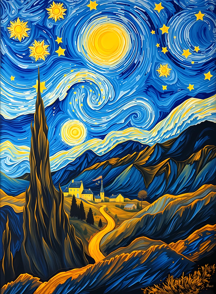 Starry Road to the Village by Signora
