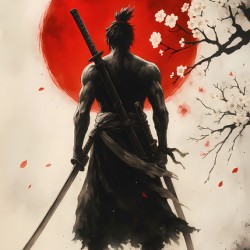 Samurai Spirit – Cherry Blossom Warrior Japanese Wall Art