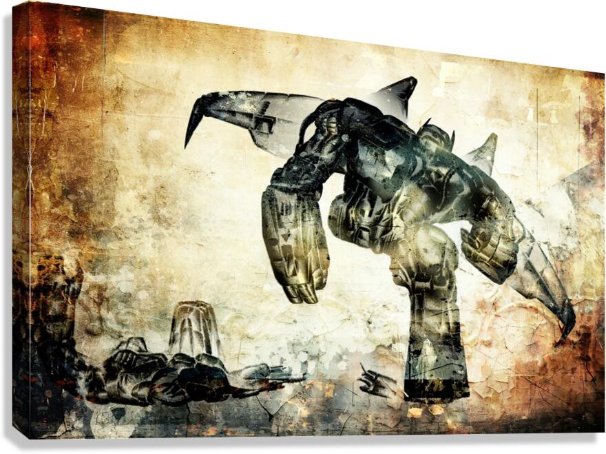 Two fighting robots Canvas Print