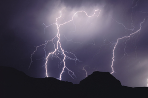 lightning over Castle Butte