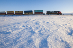 Long Haul Over a Snowy Landscape