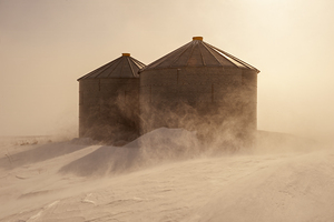 Grain Storage Bins in the Blizzard
