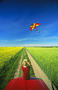 Kite Flying Along a Backroad