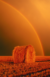 Rainbow Over Straw Bales