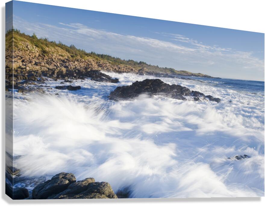 waves over basalt rock cliffs Canvas Print
