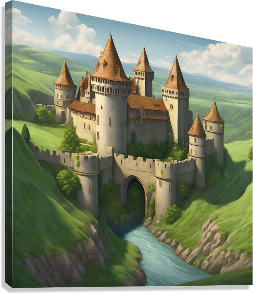 Medieval castle on a cliff Canvas Print