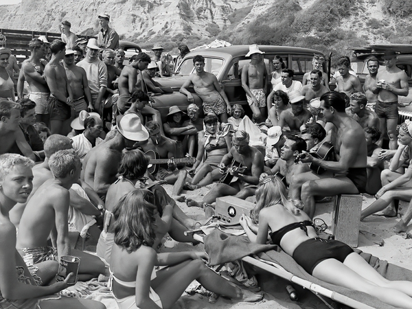1950 Vintage SURFING PHOTO - Black and White by Surf Posters