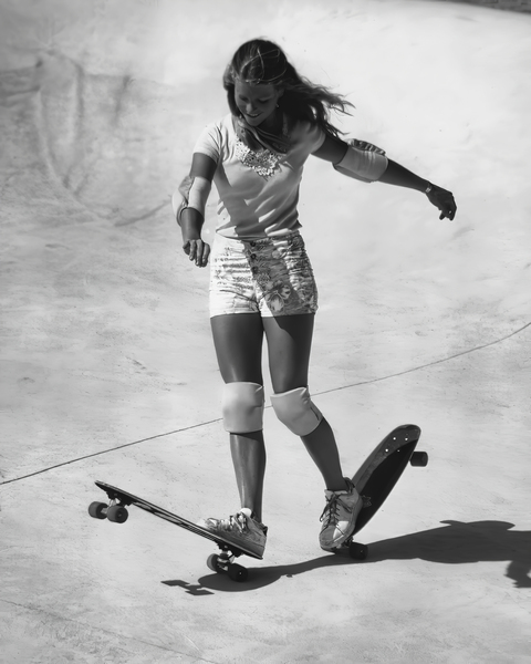 1970 Vintage SKATEBOARDING PHOTO - Black and White by Surf Posters