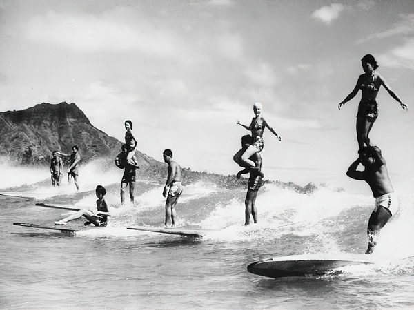 Vintage SURFING PHOTO - Black and White by Surf Posters