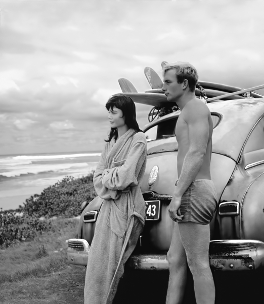 Vintage SURFING PHOTO - Black and White by Surf Posters