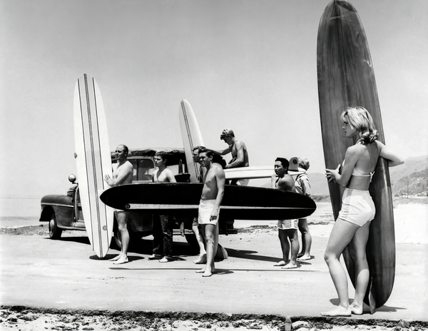 Vintage SURFING PHOTO - Black and White by Surf Posters