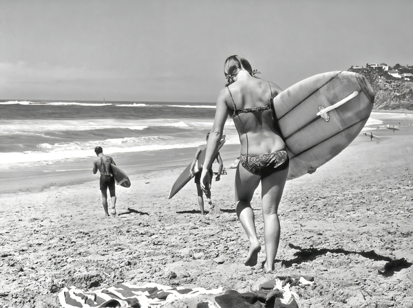 Vintage SURFING PHOTO - Black and White by Surf Posters