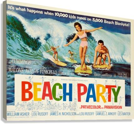 1963 Beach Party American International - Surf Movie Poster by